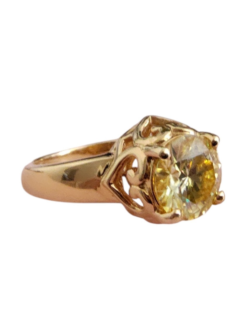 Jtv Moissanite Fire Yellow 1.90ct Diamond Equivalent Weight Ring Size 6